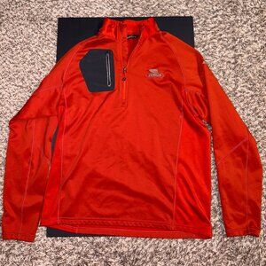 Eddie Bauer 1/4 Zip Pullover Sweatshirt Mens Large Orange Long Sleeve Dekalb